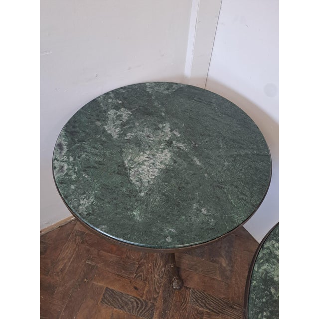 1930s French Marble and Metal Side Tables, 1930, Set of 2 For Sale - Image 5 of 7