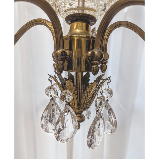 Vintage Hollywood Regency Crystal Chandelier Five Light Pineapple For Sale In Raleigh - Image 6 of 14