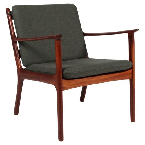 Wood PJ112 Lounge Chairs in Mahogany & Green Wool from Ole Wanscher, 1960s For Sale - Image 7 of 7