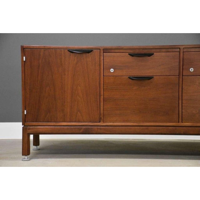 Refinished Jens Risom 78” Walnut Credenza For Sale - Image 11 of 12