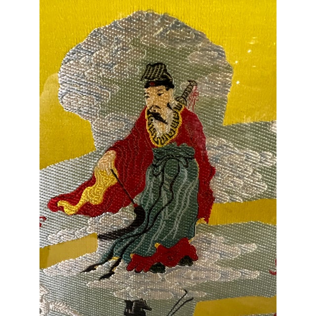 Asian Vintage Asian Embroidery Art of the Eight Immortals Celebrating Longevity For Sale - Image 3 of 11