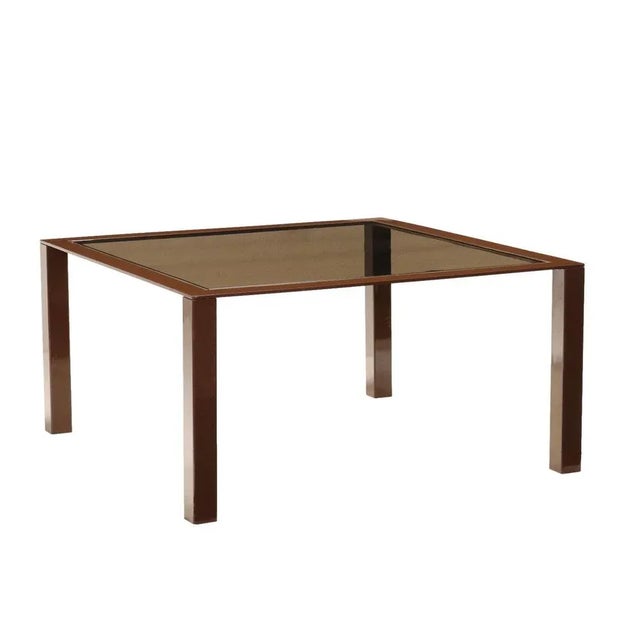 Brown Table in Metal and Smoked Glass, Italy, 1970s-1980s For Sale - Image 8 of 8