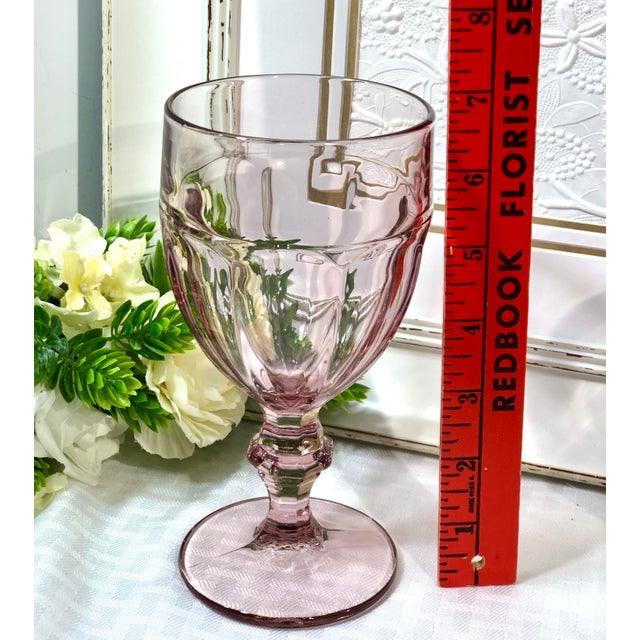 Vintage Libbey Pink Gibraltar Duratuff Water Goblets Glasses Large Set