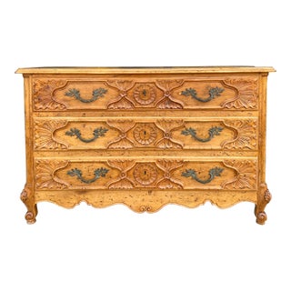 French Louis XIV Style Carved Pine Chest or Commode For Sale