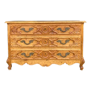 French Louis XIV Style Carved Pine Chest or Commode