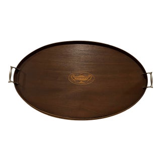 Inlaid Hepplewhite Oval Mahogany Tray For Sale