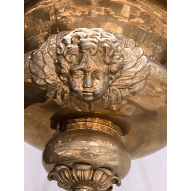 Gold Antique French Solid Brass Sanctuary Light /Pendant Chandelier Angel Cherab For Sale - Image 8 of 8