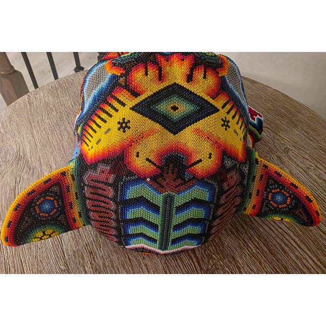 Authenticated Huichol Beaded Jaguar Wall Sculpture – Wixárika Art For Sale - Image 4 of 6