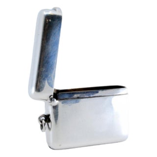 Plain Silver Matchbox with Hinged Lid and Hanging Ring For Sale