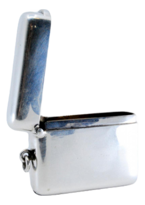 Plain Silver Matchbox with Hinged Lid and Hanging Ring