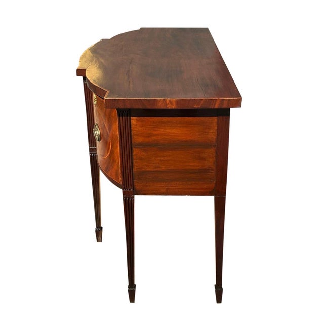 Antique George III Era Mahogany Fan Inlaid Server With Zinc Lined Bottle Drawer For Sale - Image 10 of 12