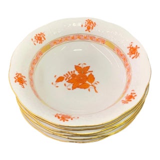 1960s Set of 6 Herend Bowls in Chinese Bouquet Rust Color For Sale