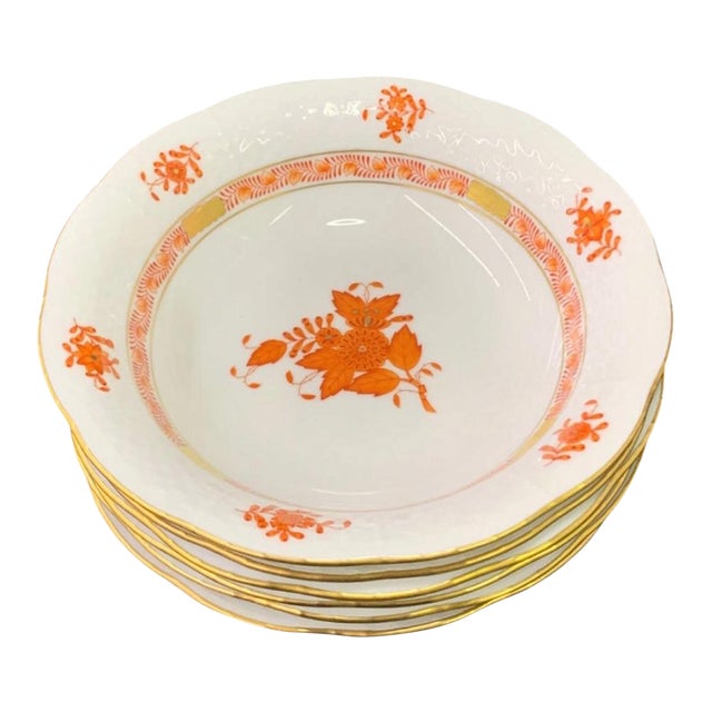 1960s Set of 6 Herend Bowls in Chinese Bouquet Rust Color For Sale