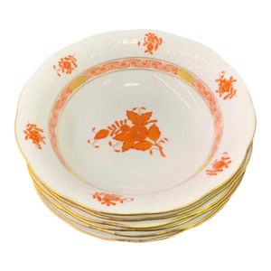 1960s Set of 6 Herend Bowls in Chinese Bouquet Rust Color