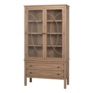 Regency Style Glazed Vitrine in Limed Pine with Oval Fretwork For Sale