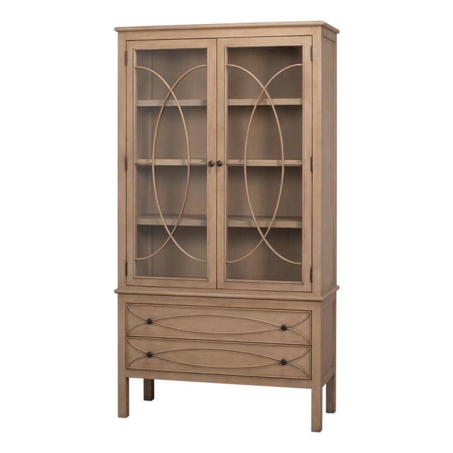 Regency Style Glazed Vitrine in Limed Pine with Oval Fretwork For Sale