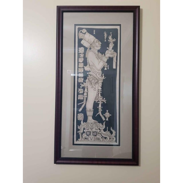 1990s 1990s Fine Art - Interesting Artist-Signed Mexican Pre-Columbian (Reproduction) Mayan Framed Art on Leather For Sale - Image 5 of 8