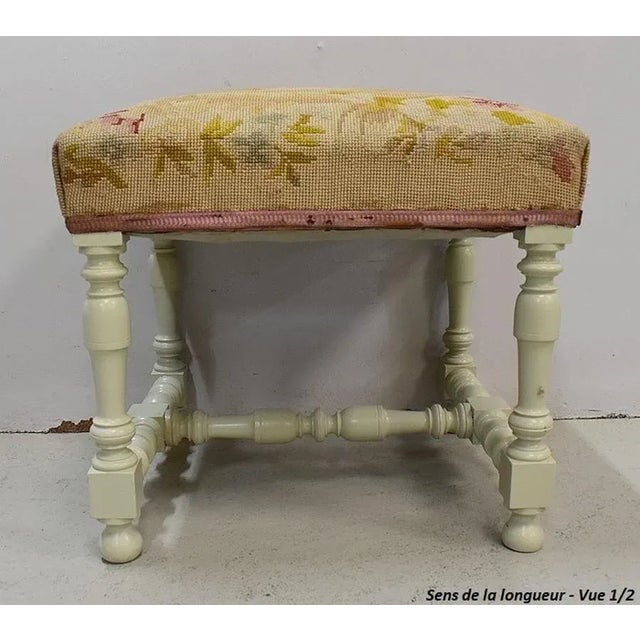 18th Century Louis XIV Style Canvas and Wood Stool For Sale - Image 16 of 18