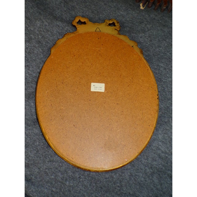 Vintage Italian Florentine Gilded Oval Mirror Ribbon Bow Accent Italy For Sale - Image 12 of 13