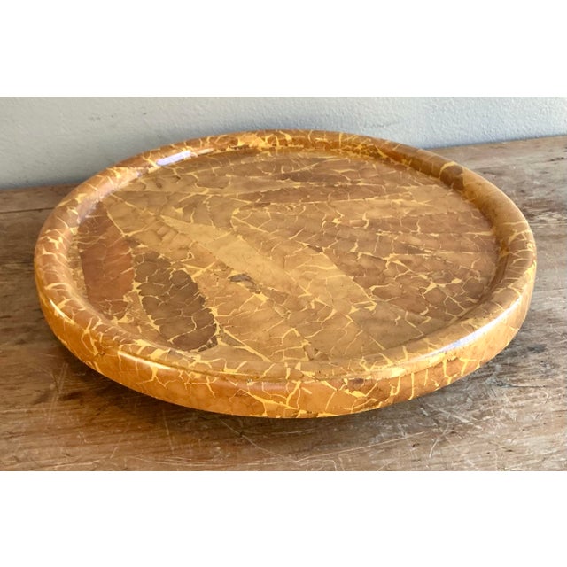 Vintage Boho Lacquered Tabacco Leaf Lazy Susan For Sale In West Palm - Image 6 of 12