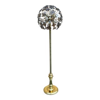 Vintage Sputnik Dandelion Floor Lamp – Brass & Smoke Glass – Emil Stejnar Style For Sale