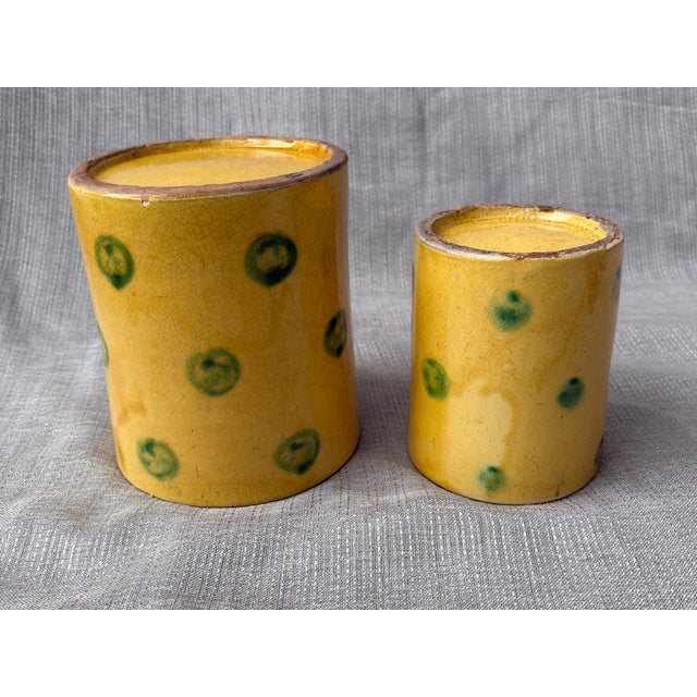 Yellow Mid 20th Century Hand Thrown French Terra Cotta Nesting Planters a Pair For Sale - Image 8 of 16