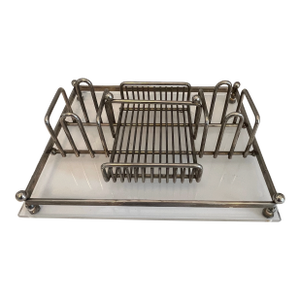 Vintage Chrome & Glass Stationary Holder