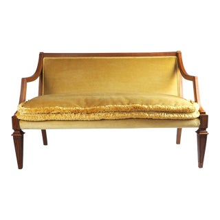 Vintage Yellow Mohair Settee For Sale