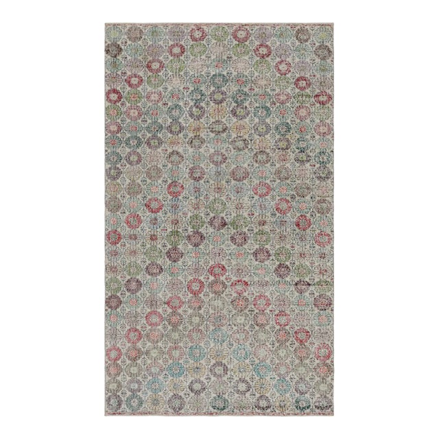 Vintage Zeki Müren Rug With Polychromatic Floral Patterns, From Rug & Kilim For Sale