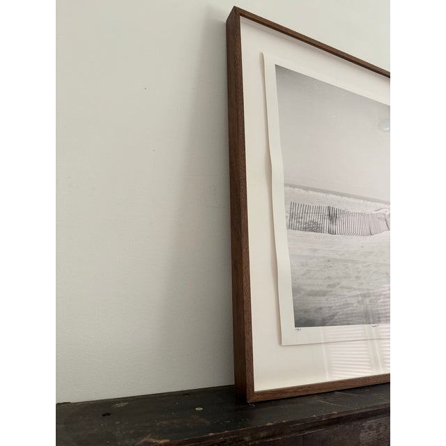 Coffee Framed Fine Art Beach Film B + W Photograph in Walnut Shadowbox W/ Museum Glass- 22 X 27” For Sale - Image 8 of 11
