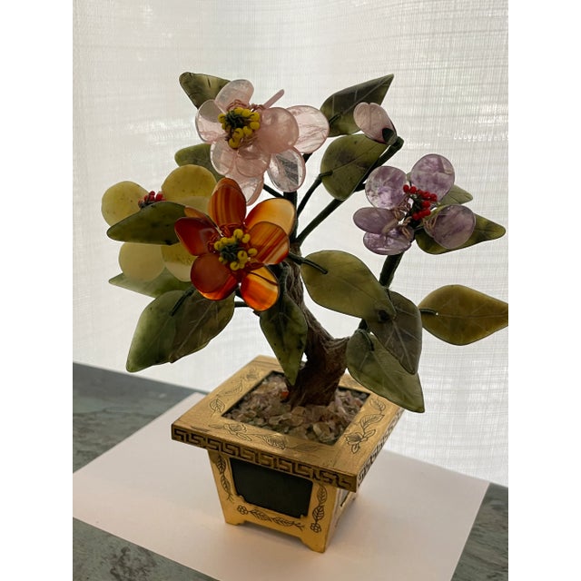 Vintage Miniature Hard Stone Jade Tree For Sale - Image 12 of 12
