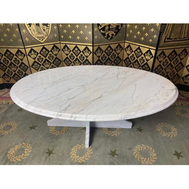 Modern Italian Oval Carrara Marble Coffee Table, 1970s For Sale - Image 3 of 10