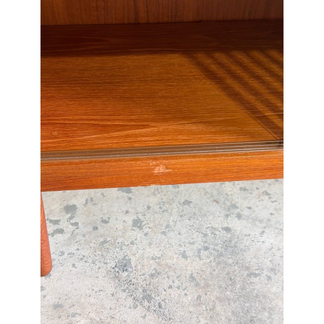 Vintage Danish Modern Teak Cabinet Glass Door Bookcase Media Console For Sale - Image 9 of 9