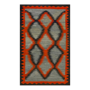 Exceptional Solid Grey Color and Diagonal Desings American Navajo Rug
