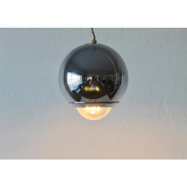 Robert Sonneman Style Chrome Eyeball Sphere Hanging Ceiling Lamp Vintage Mid Century Modern. In good vintage condition...