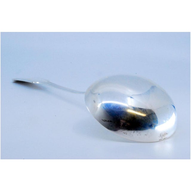 Plain Silver Soup Ladle with Grooves Along the Handle For Sale - Image 6 of 9