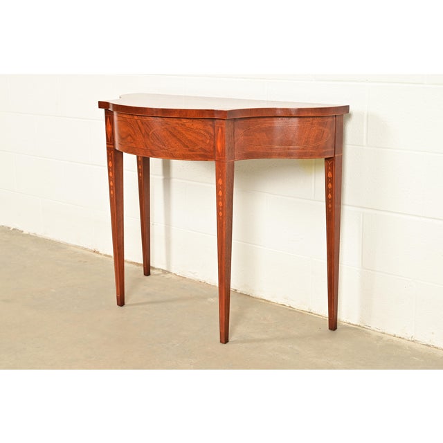 English Baker Furniture Historic Charleston Federal Inlaid Mahogany Console or Entry Table For Sale - Image 3 of 13