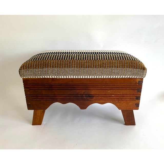 Brown Arts & Crafts Upholstered Foot Stool For Sale - Image 8 of 9