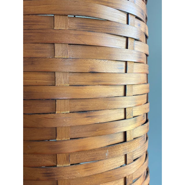 Tree-Like Welded Iron Floor Lamp With Woven Wood Shade For Sale - Image 12 of 17