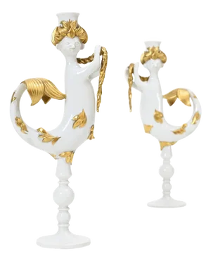 Vintage Ceramic Mermaid Candlesticks by Bjorn Wiinblad for Rosenthal, 1970s, Set of 2