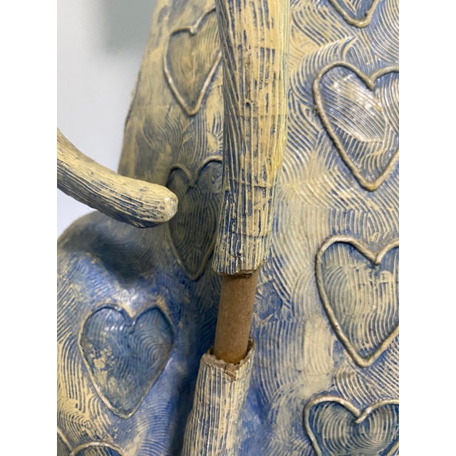 Vintage Jeanne Valentine Oversized Blue Papier-Mâché Cat Sculpture For Sale - Image 13 of 13
