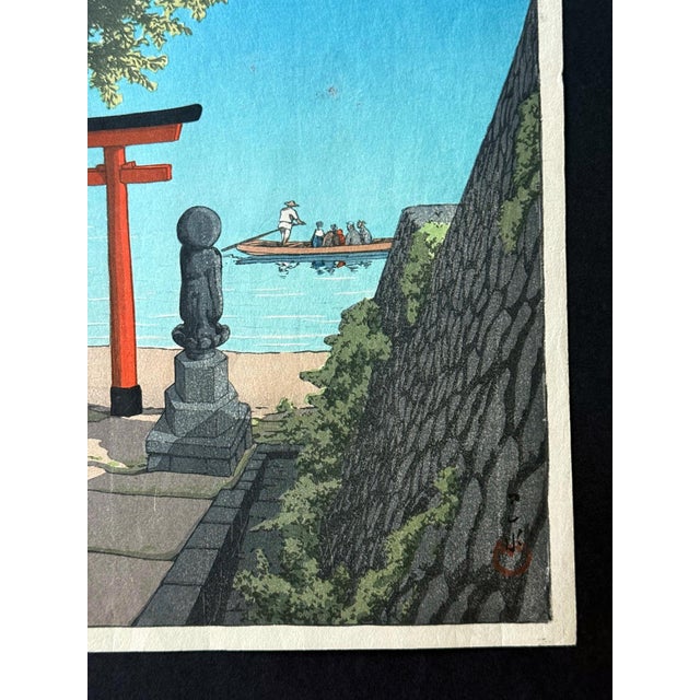 Japanese Woodblock Print Chuzenji Temple at Utagahama Beach by Kawase Hasui For Sale - Image 9 of 11
