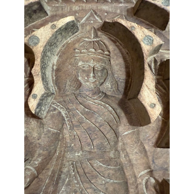 Wood Lakshmi Indian Goddess Sculptural Wall Art Square For Sale - Image 7 of 12