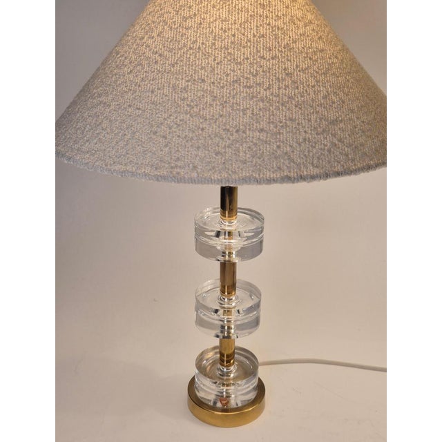 Scandinavian Modern Table Lamps with Orrefors Glass and Brass by Carl Fagerlund, 1960s, Set of 2 For Sale - Image 3 of 15