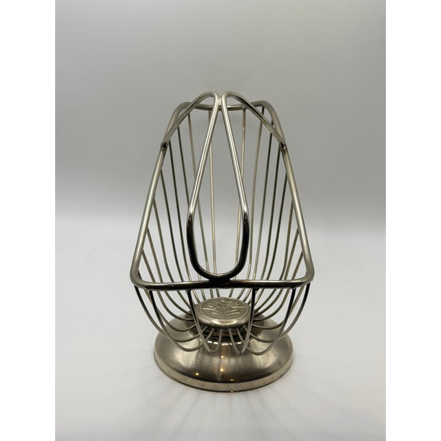 Contemporary Vintage Metal Wire Wine Bottle Holder With Pedestal Base For Sale - Image 3 of 4
