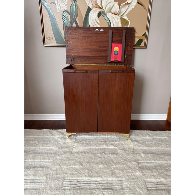 Vintage 1970s MCM Teak Wood Converted Bar Cabinet For Sale - Image 4 of 12