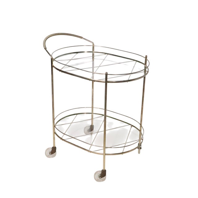Mid Century Hollywood Regency Rolling Bar Serving Cart For Sale - Image 11 of 12