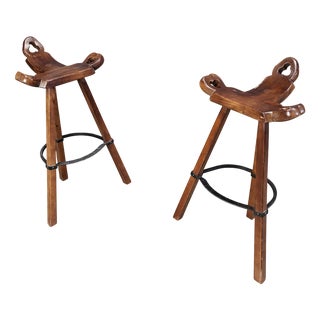 Vintage Spanish Bar Stools, 1960s, Set of 2 For Sale