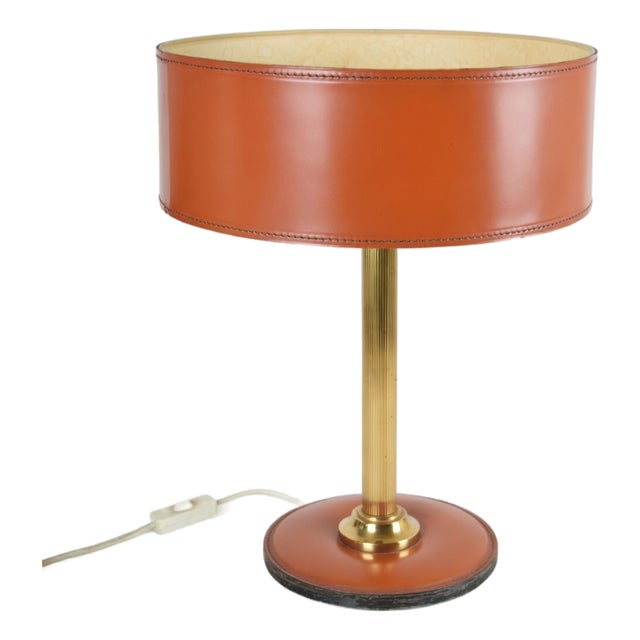 Vintage Brass and Leather Desk Lamp, 1960s For Sale