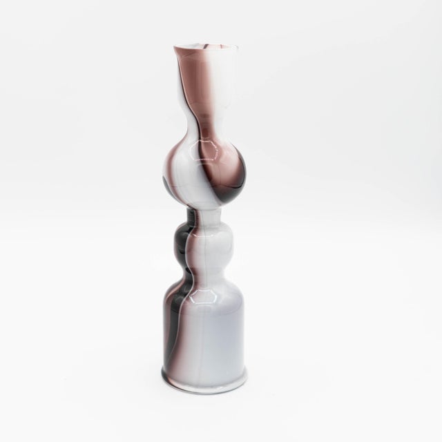 Black Vintage Murano Opal Glass Vase by Carlo Moretti, 1970s For Sale - Image 8 of 8